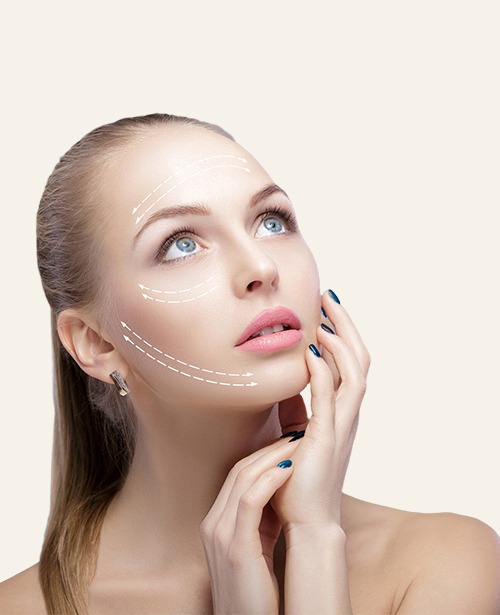 facial lift planning with guide markings