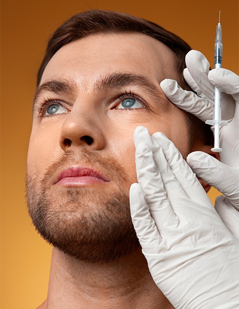 men’s neurotoxin treatment, near-eye injection session